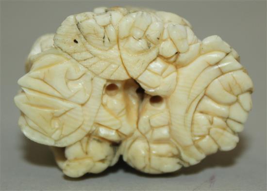 A Japanese small ivory okimono of six immortals, 3.3cm